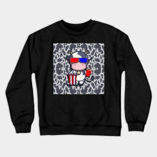 Funny cow goes to 3D cinema and watches a movie Crewneck Sweatshirt